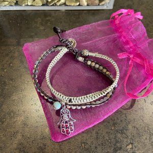 Double Rope and Beaded Hamsa Bracelet